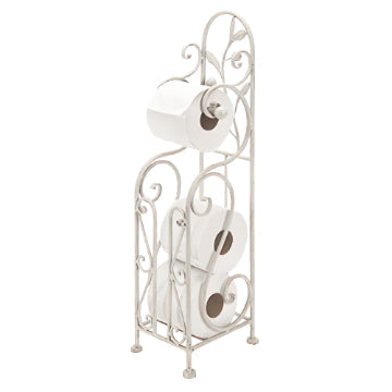 Classic Free standing Metal Toilet Paper Holder Off White-Benzara BM05342