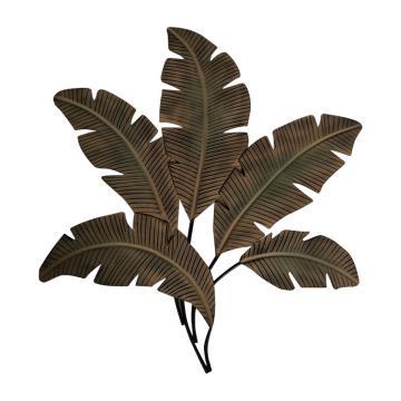 35 Inch Tropical Metal Palm Leaf Wall Mount Accent Decor Brushed Green Antique Yellow Black By Benzara BM07982