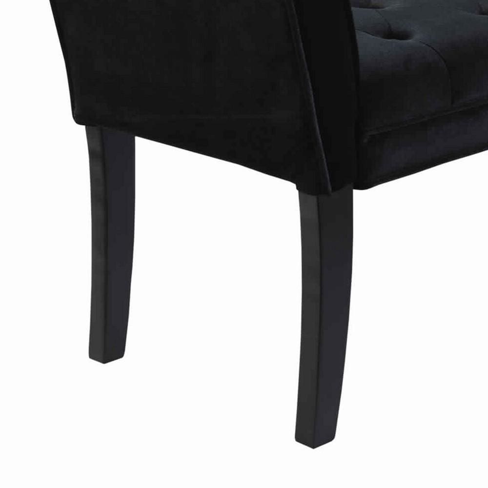 53 Wooden Padded Bench with Cushioned Armrests Black By Casagear Home BM09880