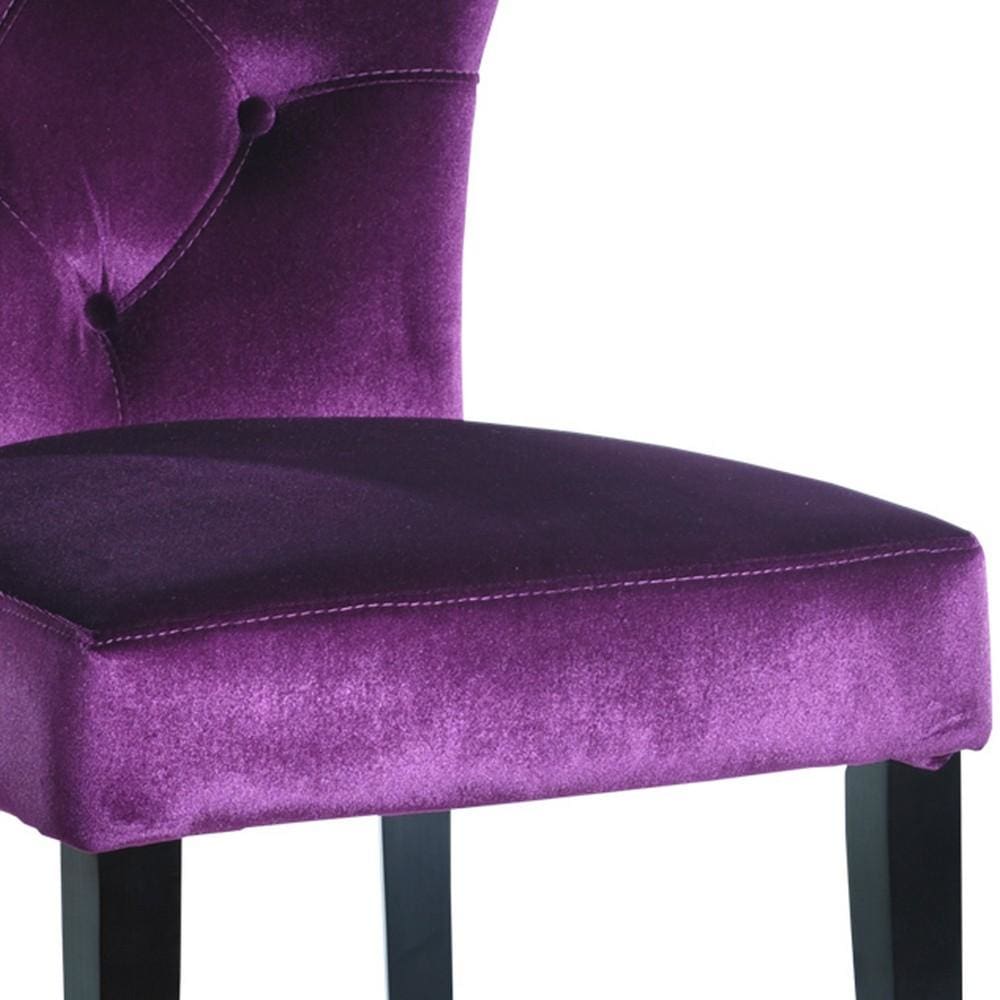 Fabric Side Chair with Padded Seat Set of 2 Purple By Casagear Home BM09918