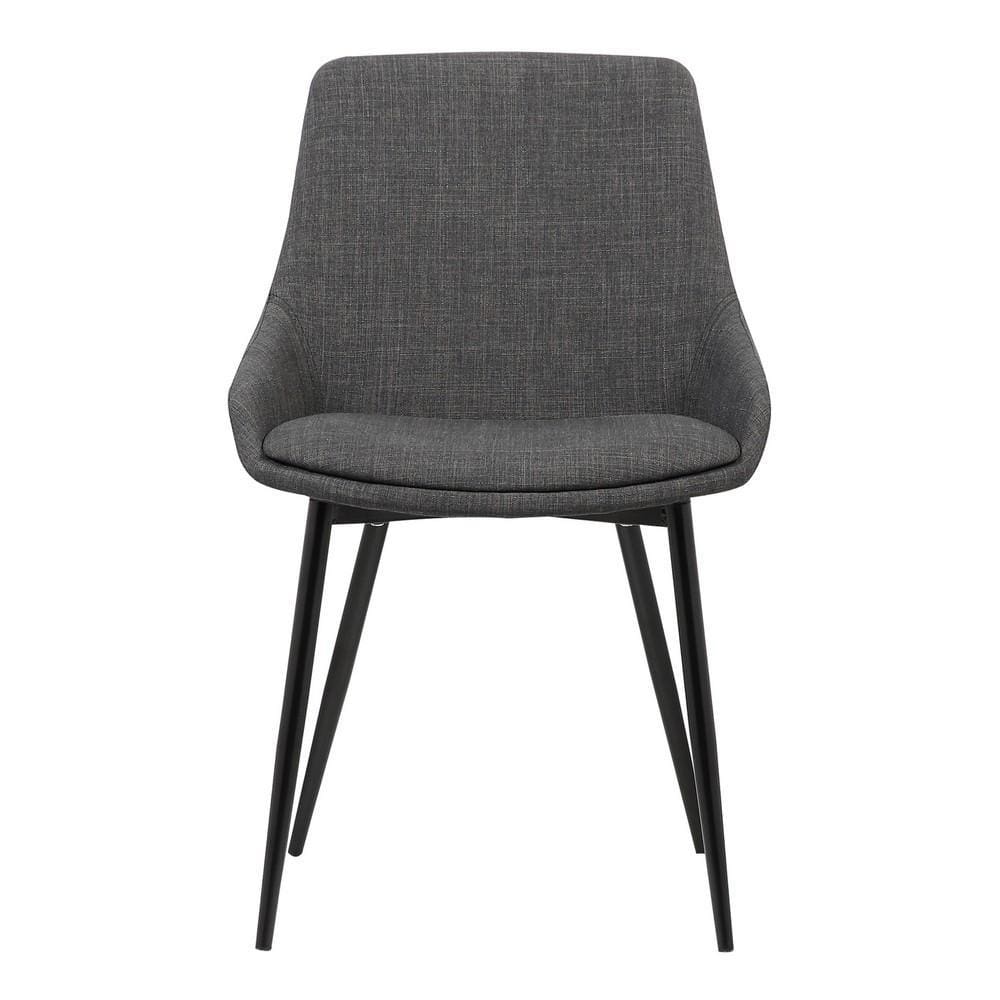 Fabric Upholstered Dining Chair with Metal Legs,Black & Gray By Casagear Home BM155594