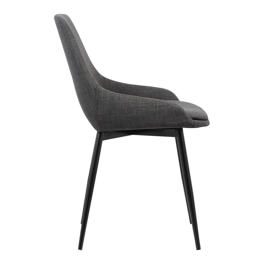 Fabric Upholstered Dining Chair with Metal Legs,Black & Gray By Casagear Home BM155594