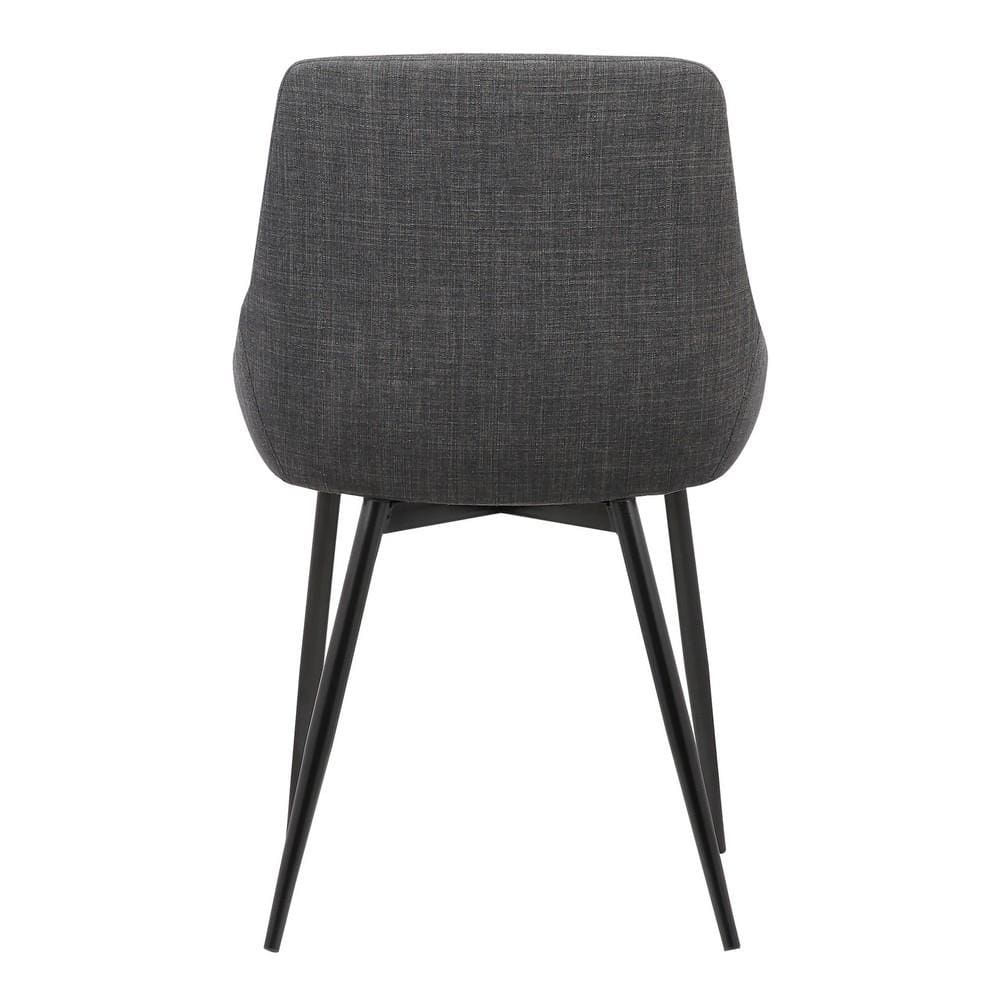 Fabric Upholstered Dining Chair with Metal Legs,Black & Gray By Casagear Home BM155594