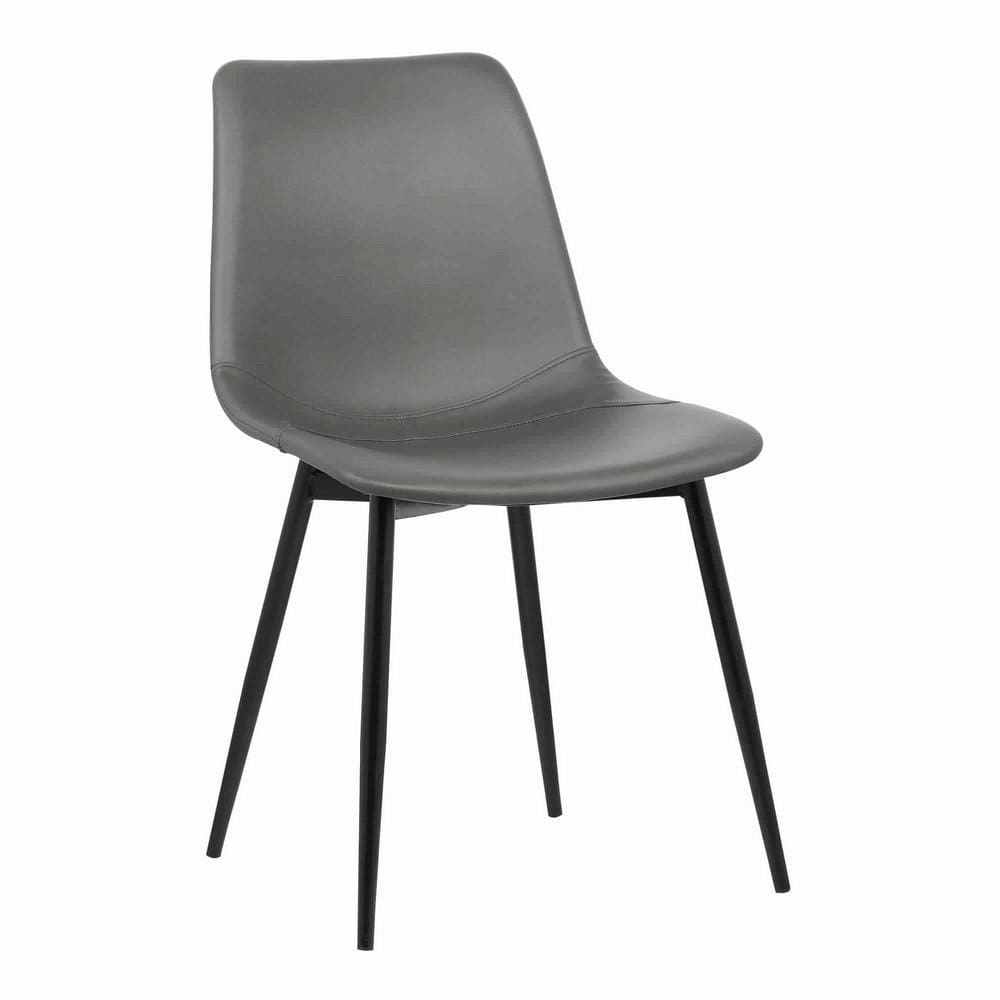 Leatherette Dining Chair with Bucket Seat, Gray and Black By Casagear Home