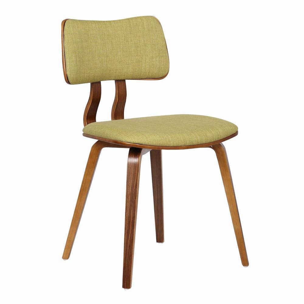 Fabric Upholstered Split Curved Back Wooden Dining Chair Brown and Green By Casagear Home BM155659