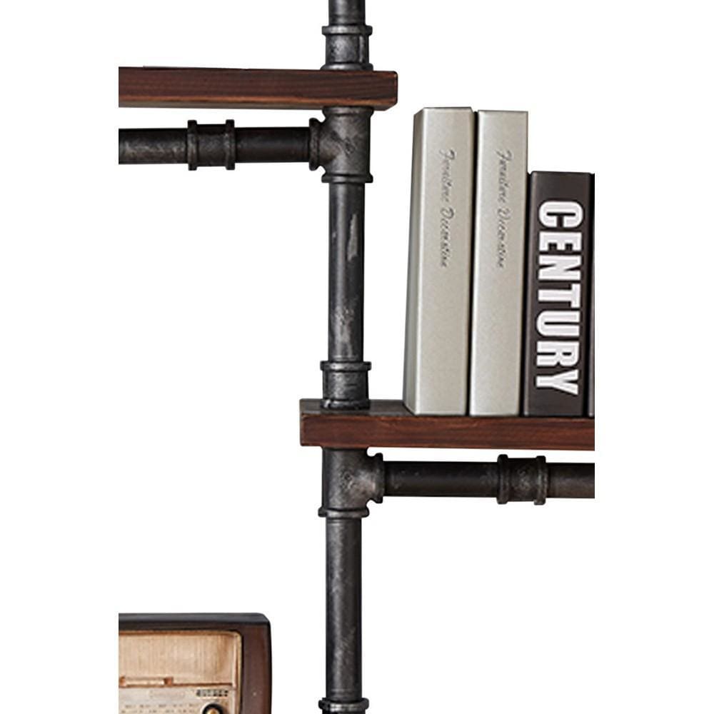 Three Metal Wall Shelves with Pipe Design Brown By Casagear Home BM155699