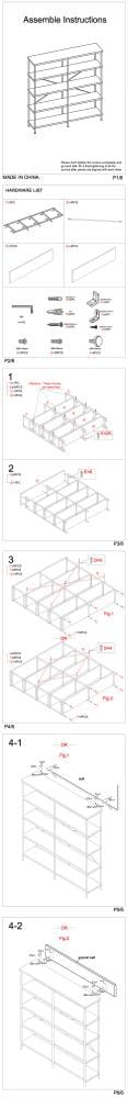 63 Inch Industrial 4 Tier Bookshelf Particleboard Metal Frame Gray Black CCA-801544