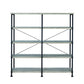 63 Inch Industrial 4 Tier Bookshelf Particleboard Metal Frame Gray Black CCA-801544