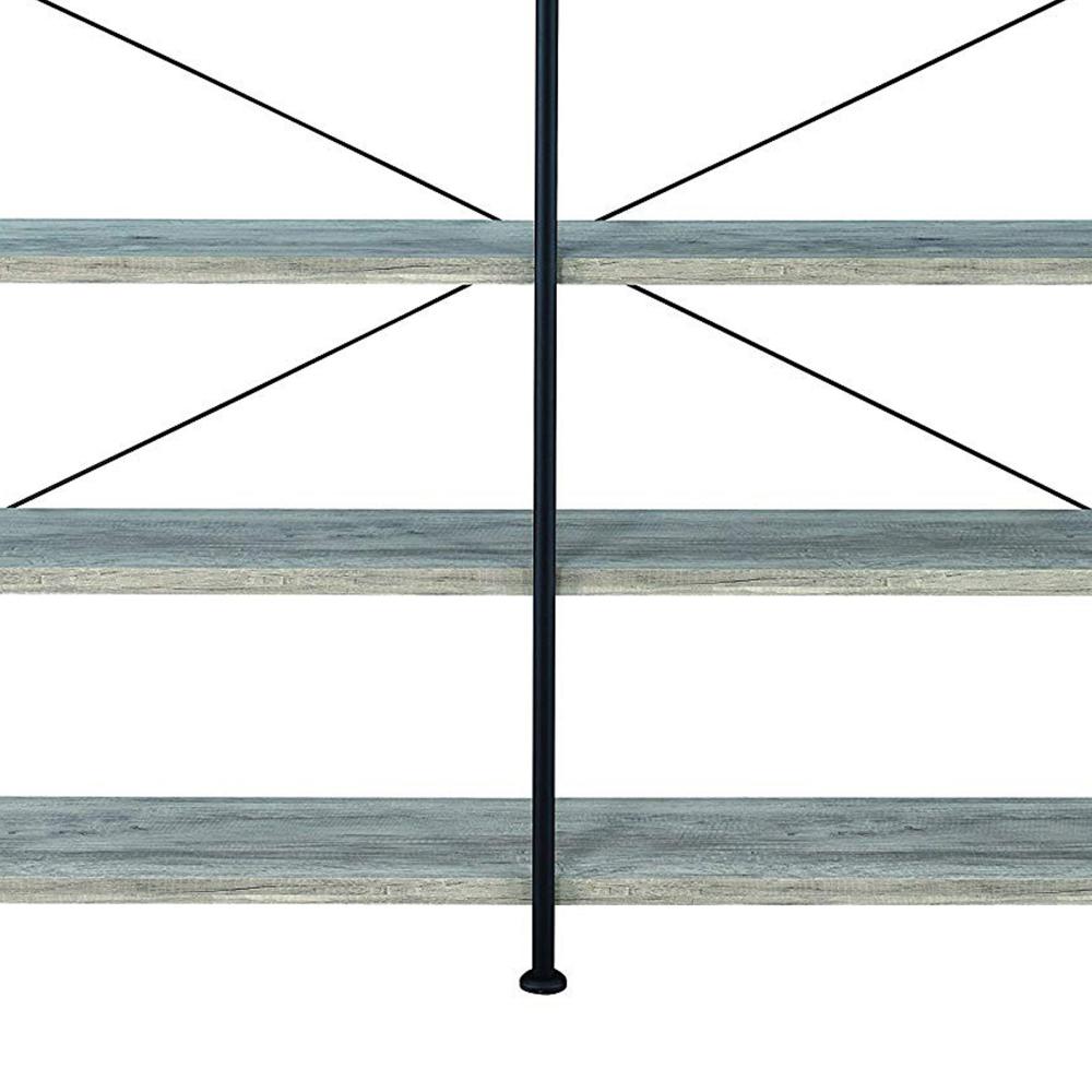 63 Inch Industrial 4 Tier Bookshelf Particleboard Metal Frame Gray Black CCA-801544