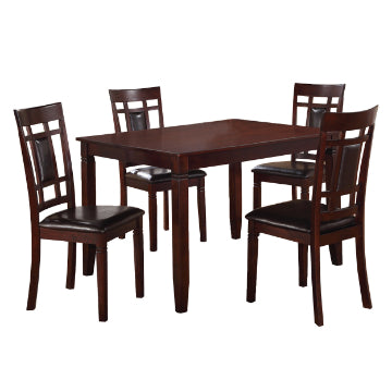 Wooden And Leather 5 Pieces Dining Set In Brown And Black By Poundex PDX-F2232