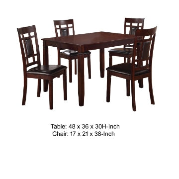 Wooden And Leather 5 Pieces Dining Set In Brown And Black By Poundex PDX-F2232