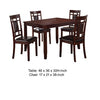 Wooden And Leather 5 Pieces Dining Set In Brown And Black By Poundex PDX-F2232