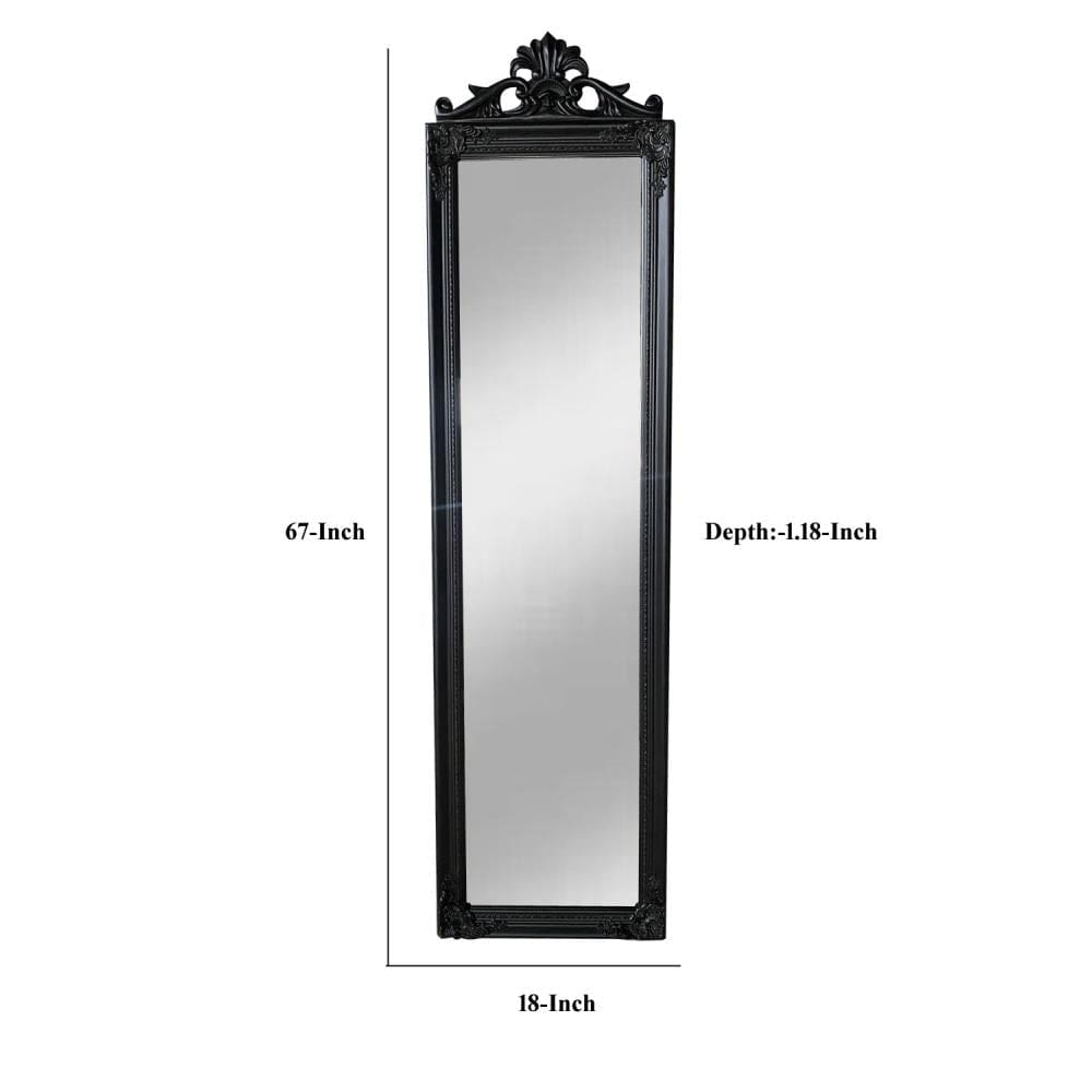 Gisela Full Length Standing Mirror with Decorative Design By The Urban Port MSG-7056-Black