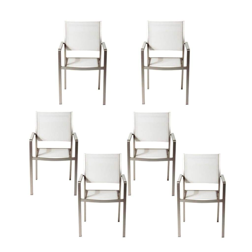 Aluminium Frame Dining Chair Set of 6 White