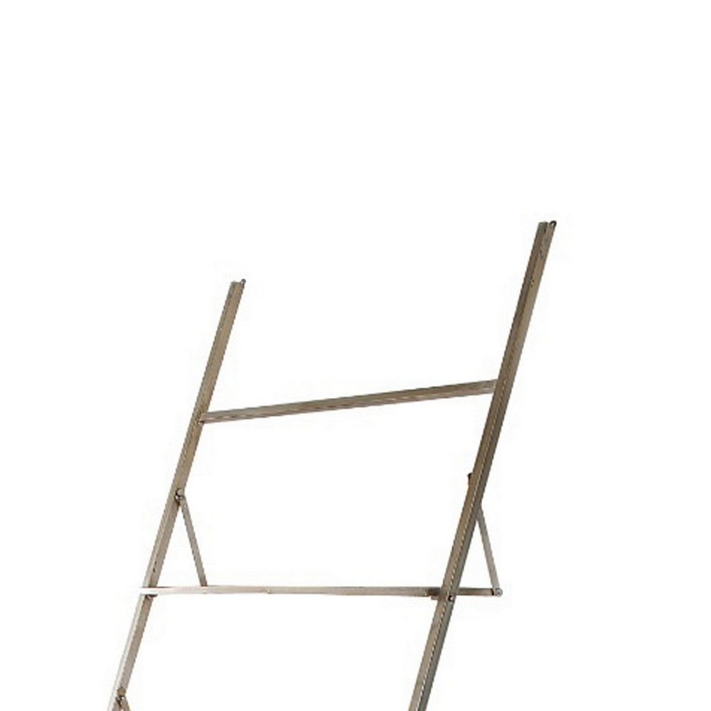 94 Inch 4 Tier Metal Frame Shelf Ladder Style Glass Antique Silver By Casagear Home BM180910