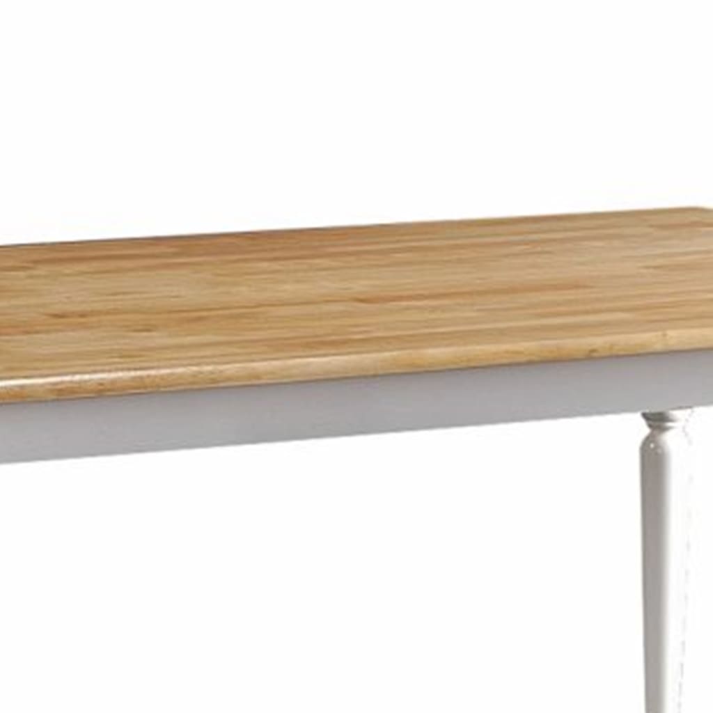 Grained Rectangular Wooden Dining Table with Turned legs Brown and White By Casagear Home BM183400