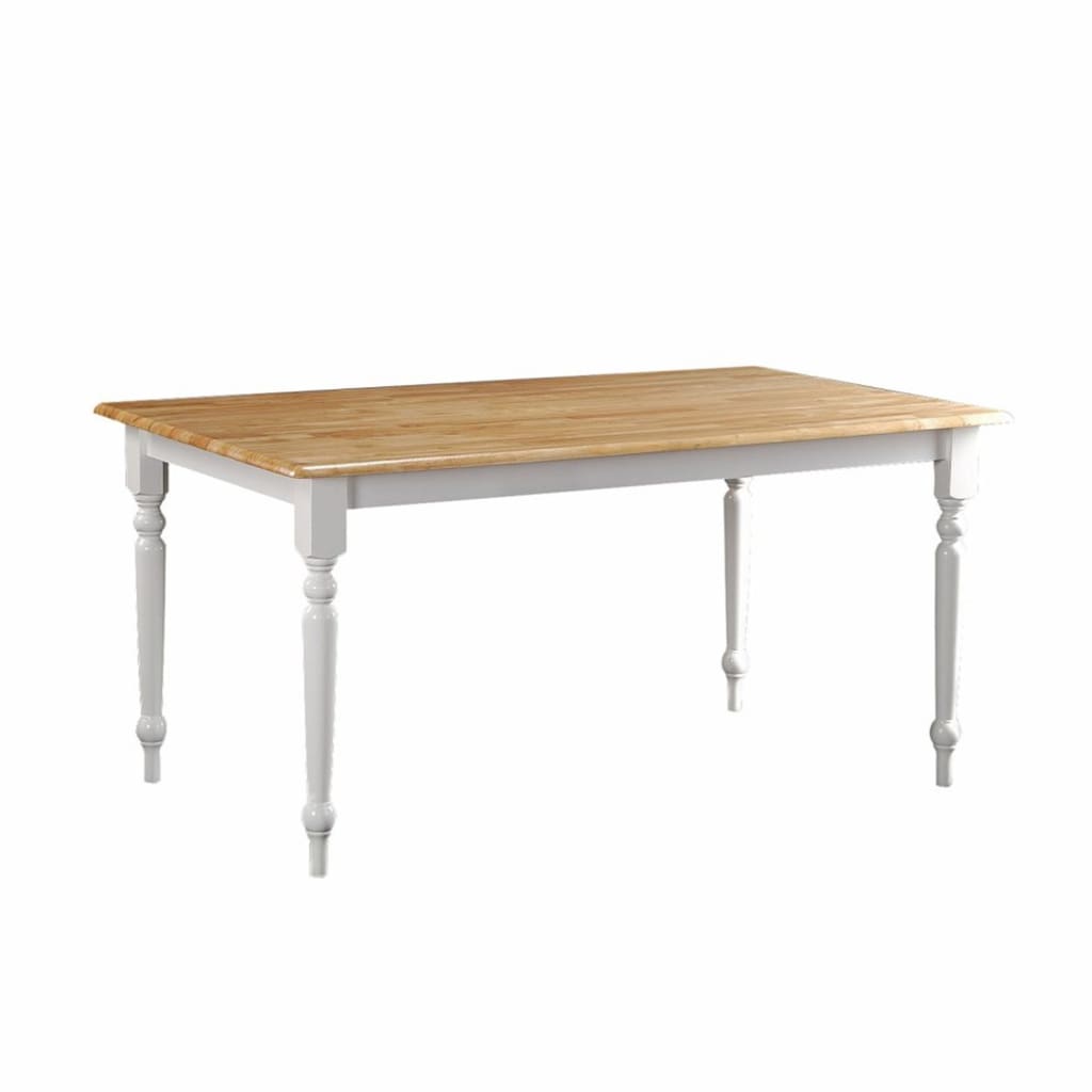 Grained Rectangular Wooden Dining Table with Turned legs, Brown and White By Casagear Home