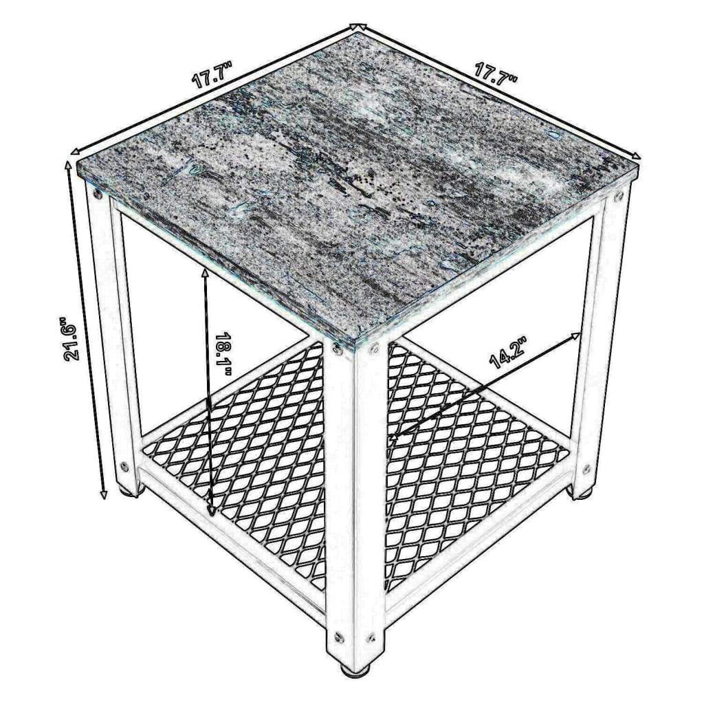 Metal Frame End Table with Wooden Top and Wide Mesh Bottom Shelf Brown and Black BM193916