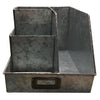 Decorative Multipurpose Metal Caddy with 4 Open compartment Galvanized Gray CTW-770047