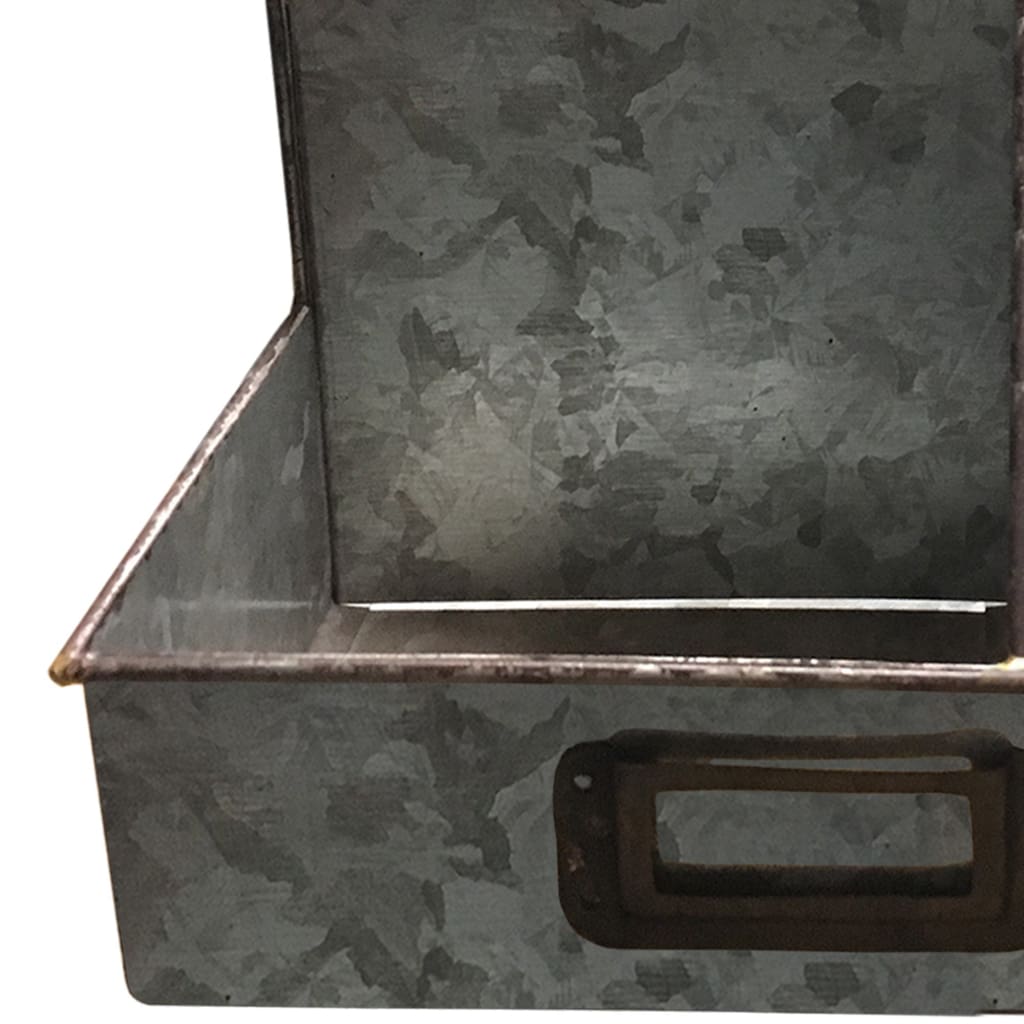 Decorative Multipurpose Metal Caddy with 4 Open compartment Galvanized Gray CTW-770047