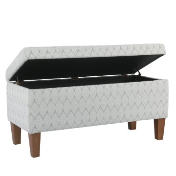 Geometric Patterned Fabric Upholstered Wooden Bench with Hinged Storage Large Gray and Brown - K6384NP-F2244 By Casagear Home