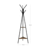 Iron Framed Coat Rack Stand with Six Hooks and Two Wooden Shelf Black and Brown - BM195833 BM195833