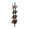 Rustic Ladder Style Iron Bookcase with Four Wooden Shelves Brown and Black - BM195857 By Casagear Home BM195857