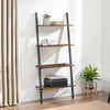 Rustic Ladder Style Iron Bookcase with Four Wooden Shelves Brown and Black - BM195857 By Casagear Home BM195857