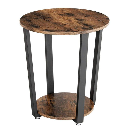 Stylish Iron and Wood End Table with Open Bottom Storage Shelf, Brown and Black - BM195860 By Casagear Home