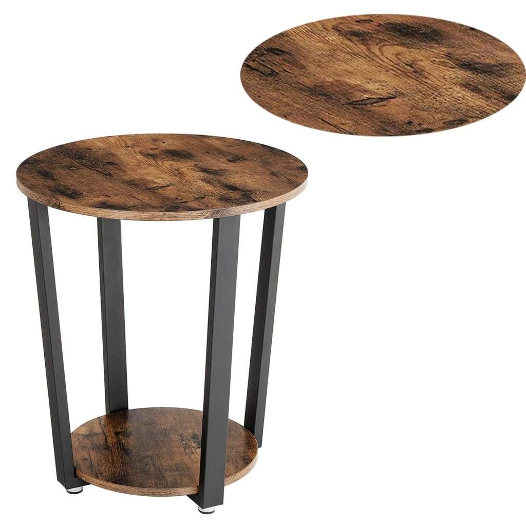 Stylish Iron and Wood End Table with Open Bottom Storage Shelf Brown and Black - BM195860 BM195860