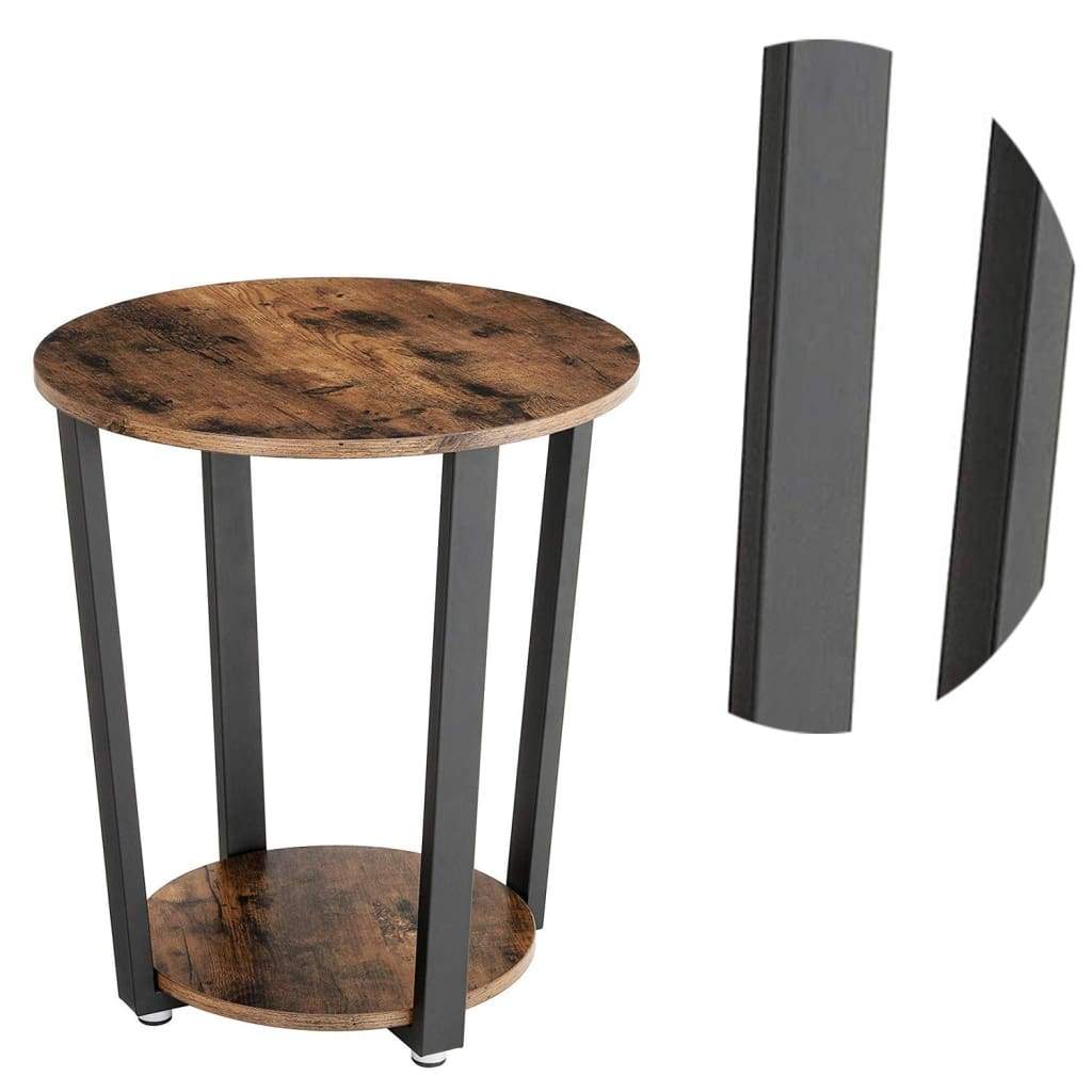 Stylish Iron and Wood End Table with Open Bottom Storage Shelf Brown and Black - BM195860 BM195860