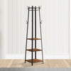 71 Industrial Metal Frame Coat Rack 3 Wood Shelves Rustic Brown Black By Casagear Home BM195867