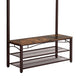 70 5-Hook 2-Shelf Shoe Bench Hall Tree Brown and Black By Casagear Home BM195868