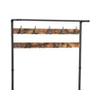 Metal Coat Rack with Wooden Bench and Two Wire Meshed Shelves Brown and Black - BM195871 BM195871