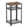 Industrial Style Iron and Wood Side Table with Two Tier Mesh Shelves, Black and Brown - BM195880 By Casagear Home