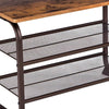 18 Industrial 3 Tier Wood Top Shoe Rack with Metal Base Black and Brown By Casagear Home BM197487