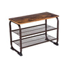 18 Industrial 3 Tier Wood Top Shoe Rack with Metal Base Black and Brown By Casagear Home BM197487