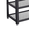 29 Inch Industrial Metal Frame Shoe Rack Wood Top Shelf 2 Mesh Shelves Black Rustic Brown By Casagear Home BM197488