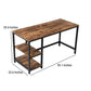 Industrial 55 Inch Wood and Metal Desk with 2 Shelves Black and Brown BM197490