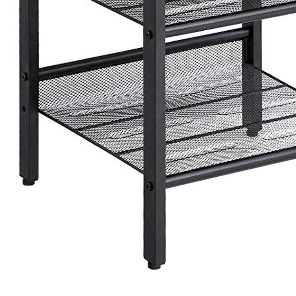 Wooden Side Table with Metal Mesh Shelves Set of 2 Black and Brown BM197492