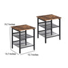 Wooden Side Table with Metal Mesh Shelves Set of 2 Black and Brown BM197492