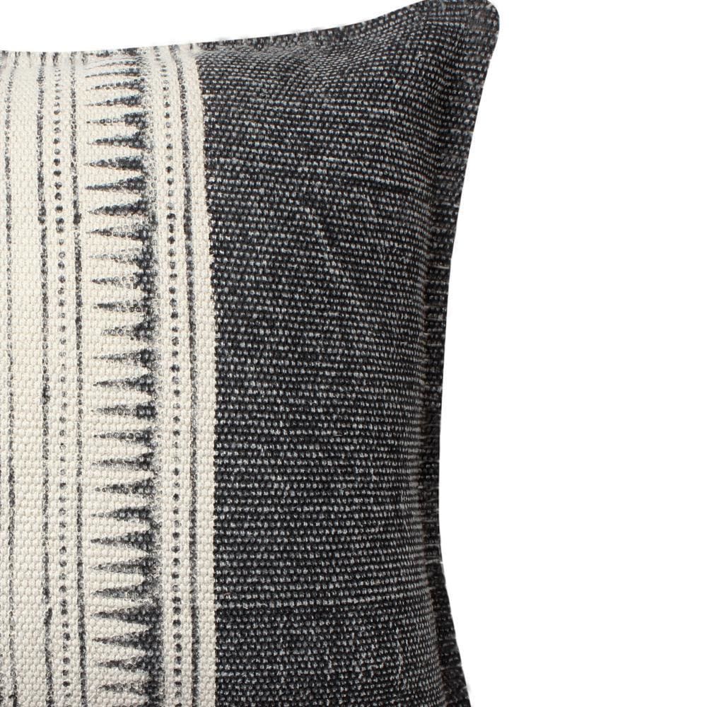 18 x 18 Square Handwoven Accent Throw Pillow Polycotton Dhurrie Kilim Pattern White Gray By The Urban Port BM200554