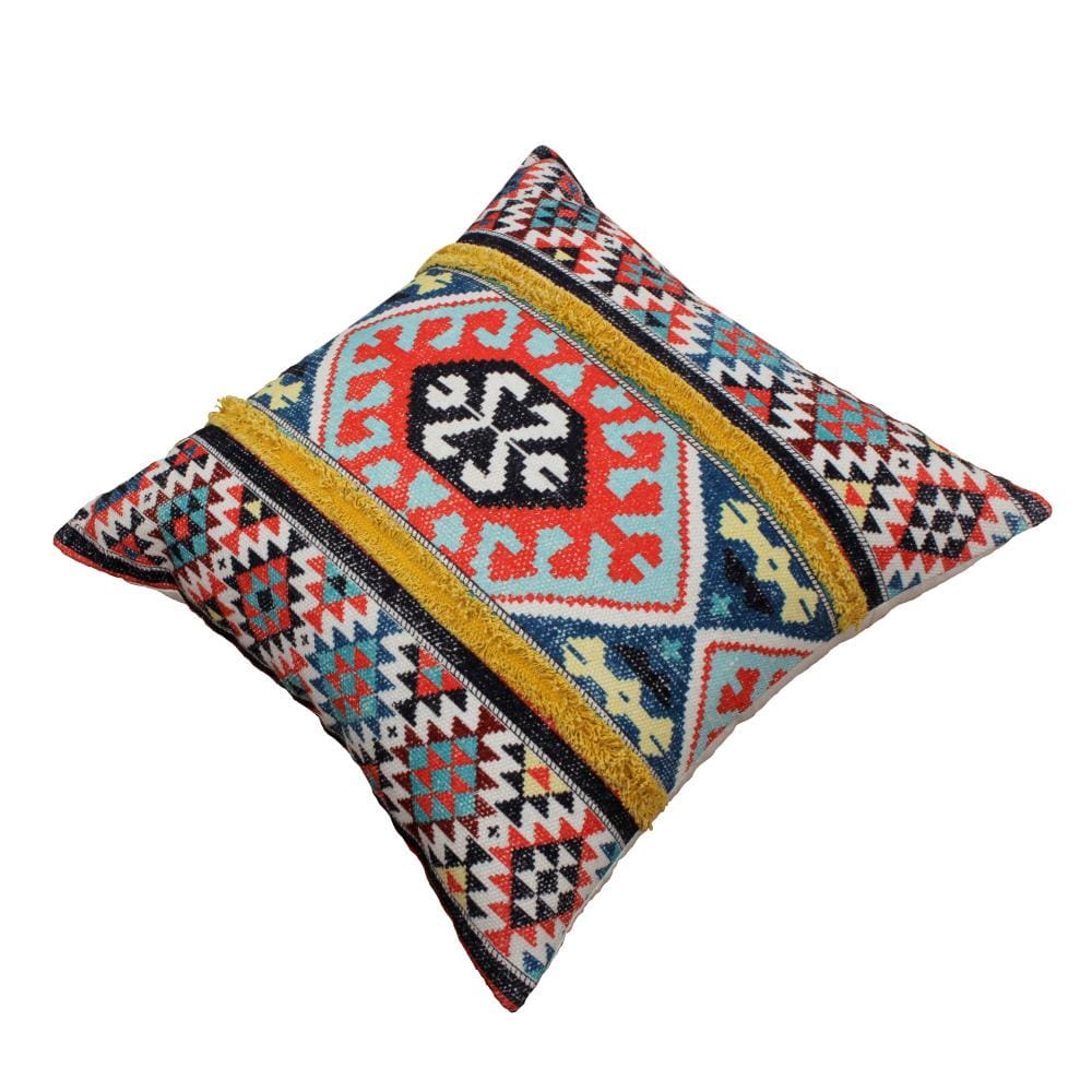 24 x 24 Square Cotton Accent Throw Pillow Soft Kilim Print Multicolor By The Urban Port BM200560