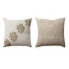 18 x 18 Square Cotton Accent Throw Pillow Floral and Block Print Patterns Set of 2 Gold Off White By The Urban Port BM200564