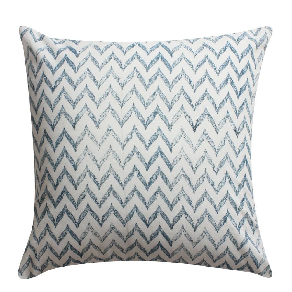 18 x 18 Square Cotton Accent Throw Pillow Floral and Chevron Patterns Set of 2 White Blue By The Urban Port BM200566