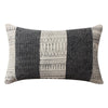 12 x 20 Rectangular Soft Cotton Dhurrie Accent Lumbar Throw Pillow Kilim Pattern Gray White By The Urban Port BM200576