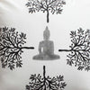 18 x 18 Square Cotton Accent Throw Pillow Meditating Buddha Tree Print White Black By The Urban Port BM200577