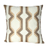 Contemporary Cotton Pillow with Geometric Embroidery, Brown and White - BM200587 By Casagear Home