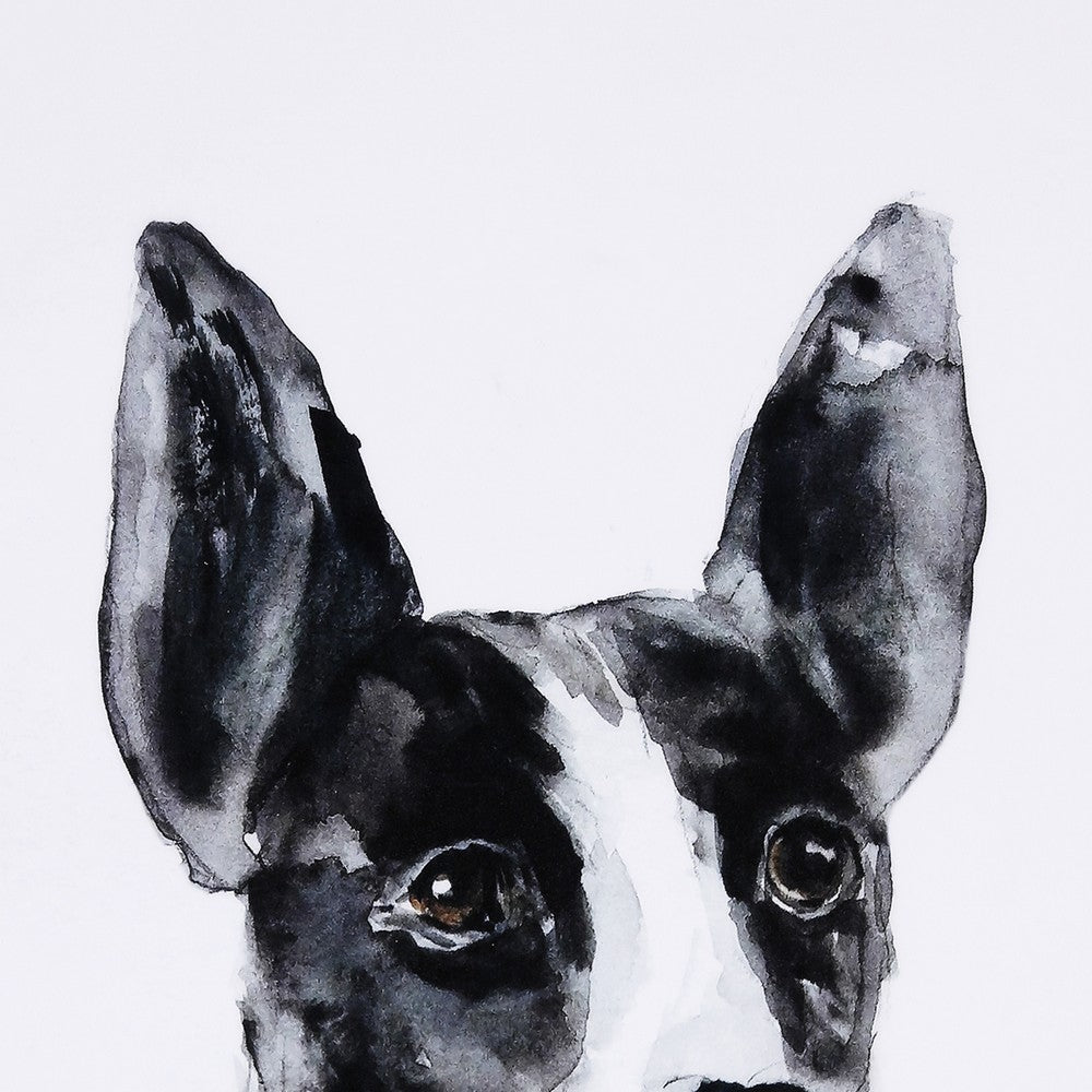 Dog Breed Watercolor Painting with Wooden Backing Black and White By Casagear Home BM200604