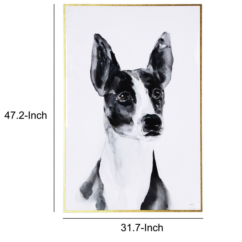 Dog Breed Watercolor Painting with Wooden Backing Black and White By Casagear Home BM200604